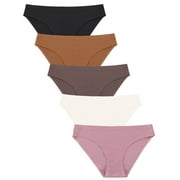 Finetoo Seamless Underwear For Women No Show Stretch Bikini Panties Soft Hipster Briefs XS-XL 5 Pack