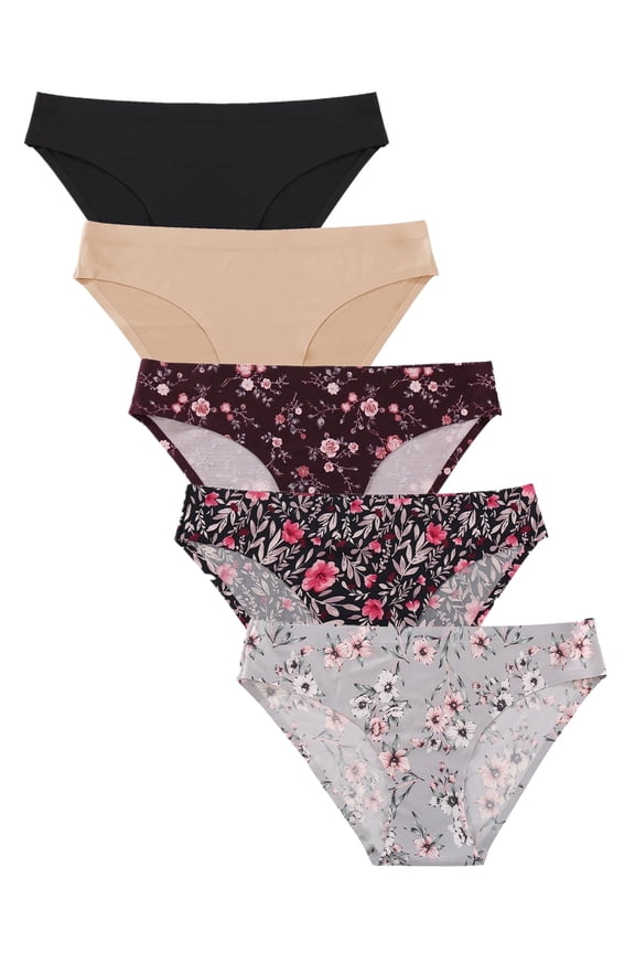 Seamless Underwear For Women No Show Stretch Bikini Panties Soft Silky Invisible Hipster Briefs XS-XL 5 Pack