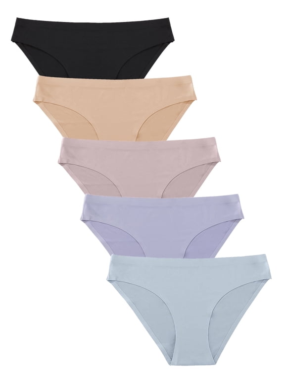 Seamless Underwear For Women No Show Stretch Bikini Panties Soft Silky Invisible Hipster Briefs XS-XL 5 Pack