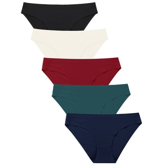 Finetoo Seamless Underwear For Women No Show Stretch Bikini Panties Soft Silky Invisible Hipster Briefs XS-XL 5 Pack