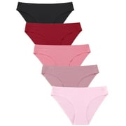 FINETOO Seamless Underwear For Women No Show Stretch Bikini Panties Soft Silky Invisible Hipster Briefs XS-XL 5 Pack