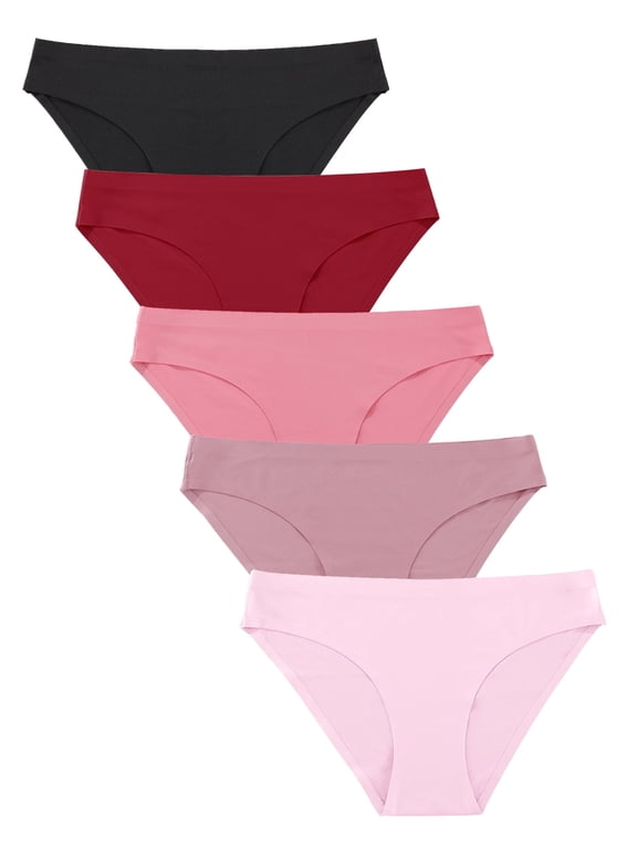 Seamless Underwear For Women No Show Stretch Bikini Panties Soft Silky Invisible Hipster Briefs XS-XL 5 Pack