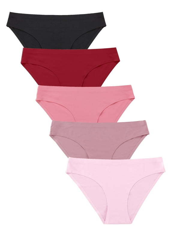 Seamless Underwear For Women No Show Stretch Bikini Panties Soft Silky Invisible Hipster Briefs XS-XL 5 Pack