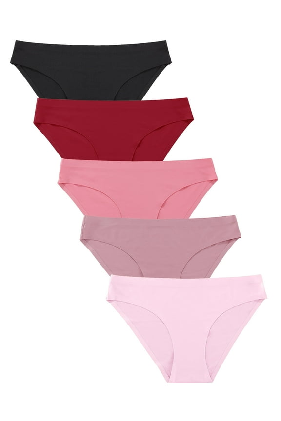 Seamless Underwear For Women No Show Stretch Bikini Panties Soft Silky Invisible Hipster Briefs XS-XL 5 Pack