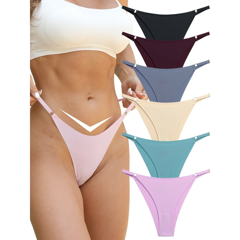 FINETOO Seamless Thongs for Women 6 Pack Sexy V-Wasit Women's Underwear No  Show T-Back Underwear for Women Panties : : Clothing, Shoes 