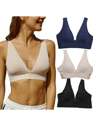 Puawkoer Bralette For Women Girls Teens Low Support Triangle V Neck Bra  Front Button Slim Strap Training Bra Padded Wire Clothing Shoes &  Accessories
