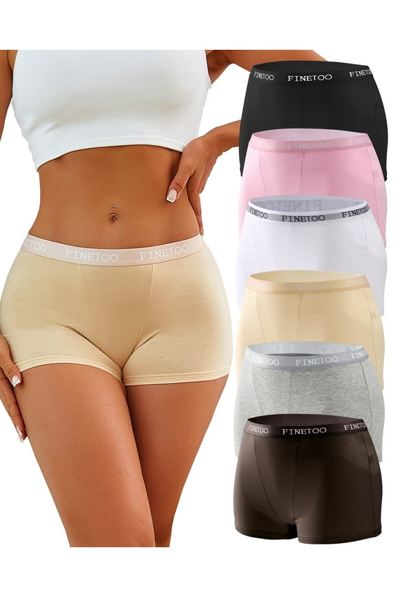 Womens Boyshort Underwear Cotton Boxer Briefs for Ladies Full Coverage BoyShorts Panties 6 Pack