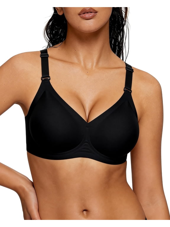 Womens Wireless Bras Comfortable Push Up Bra Seamless No Underwire Bra Full Support Lift Bralette Everyday Regular and Plus Size