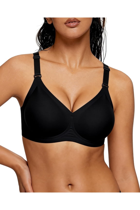 Womens Wireless Bras Comfortable Push Up Bra Seamless No Underwire Bra Full Support Lift Bralette Everyday Regular and Plus Size