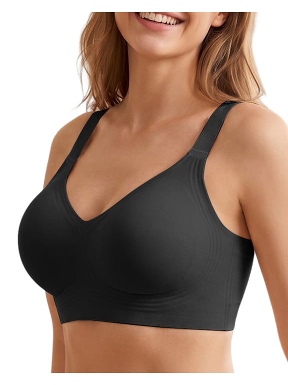Womens Wireless Jelly Bra Plus Size Supportive Seamless Bras Full Coverage Push Up Comfortable No Underwire Tshirt Bralette
