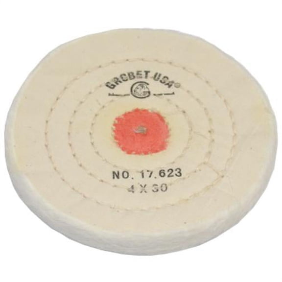 Finex Muslin Buff, 4" x 30 Ply, Combed with Shellac Center, Item No. 17.623