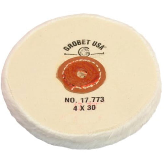 Finex Muslin Buff, Loose, 4" x 30 Ply, Leather Center, Item No. 17.773