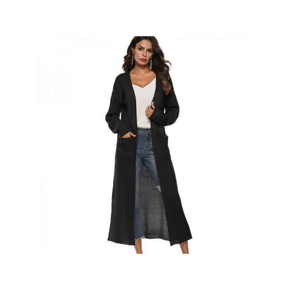 Finex Women Full Length Thick Maxi Cardigan Duster Long Sleeve Open Front Sweater Tops