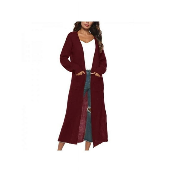 Finex Women Full Length Thick Maxi Cardigan Duster Long Sleeve Open Front Sweater Tops