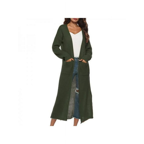 Finex Women Full Length Thick Maxi Cardigan Duster Long Sleeve Open Front Sweater Tops