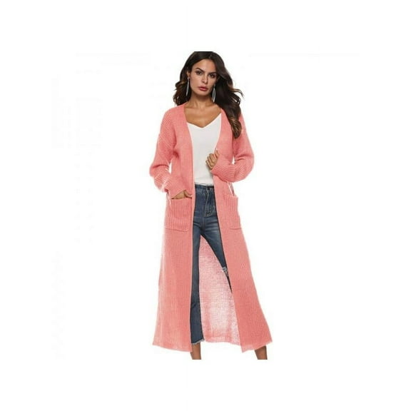Finex Women Full Length Thick Maxi Cardigan Duster Long Sleeve Open Front Sweater Tops