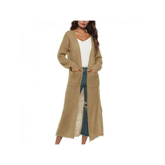 Finex Women Full Length Thick Maxi Cardigan Duster Long Sleeve Open Front Sweater Tops