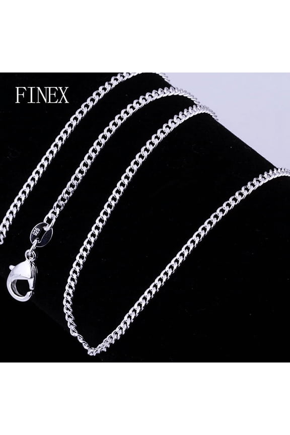 Women Sterling Silver Fine Curb Chain Necklace Ladies Neck 16/18/20/22/24 Decor