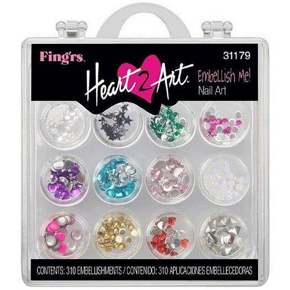 Fing'rs Heart 2 Art Nail Art Embellishments, Embellish Me!, 310 Count