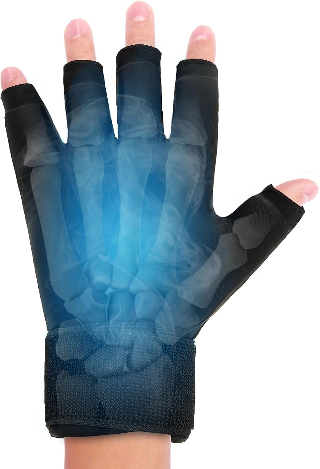 Finger Arthritis Ice Pack Gloves - Hot & Cold Therapy, Pain Relief for Carpal Tunnel, Tendinitis (Black)