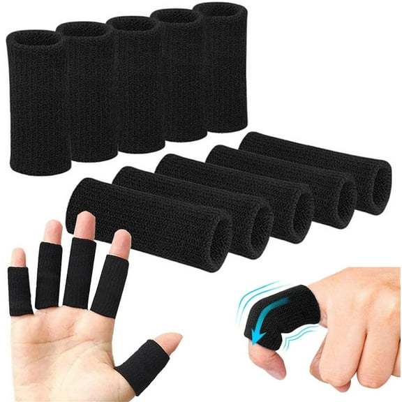 Finger Arthritis Sleeves,Bexikou 10 Pcs Elastic Thumb Splint Brace Support Protector,Finger Compression Sleeve for Arthritis Joint Pain Relief, Breathable Finger Tape for Triggger Finger Sports