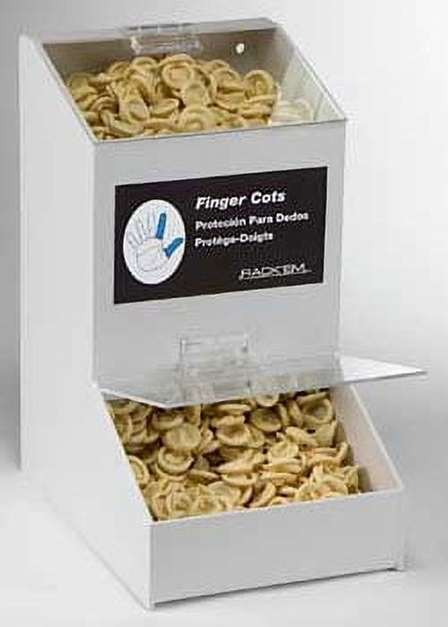 Finger Cot Dispenser , WHITE HEAVYDUTY PLASTIC with clear lids