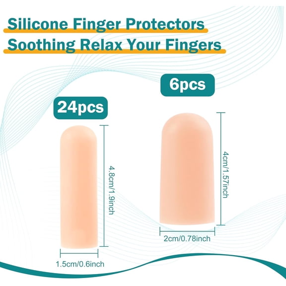 Finger Cots, 60 Pcs Gel Finger Protectors Finger Sleeves Finger Gloves Covers Fingertip Bandages for Finger Cracking, Dermatitis, Corns, Blisters