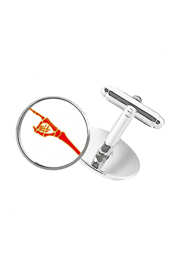 Finger Directs Skeletal Joints Round Button Cuff Clip Stud Cufflinks