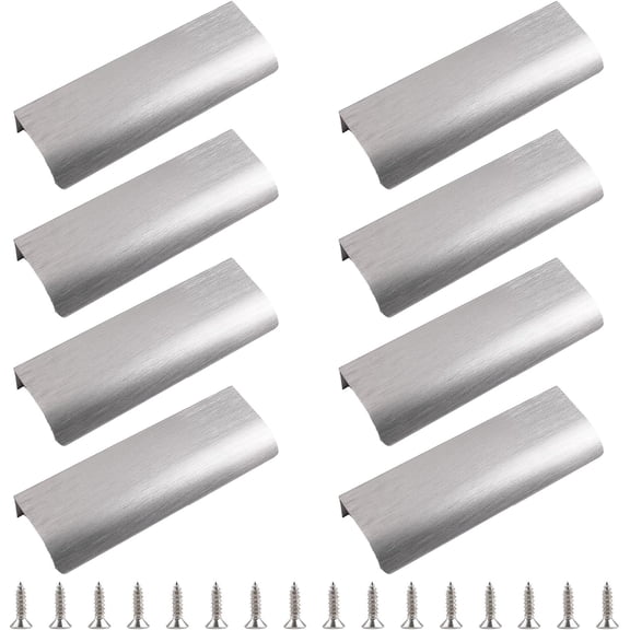 Finger Edge Pull, 8 PCS Concealed Handle Modern Style Drawer Handle, Aluminum Alloy Invisible Handle Wardrobe Handle for Cabinet Hardware, 120 mm/Brushed Nickel