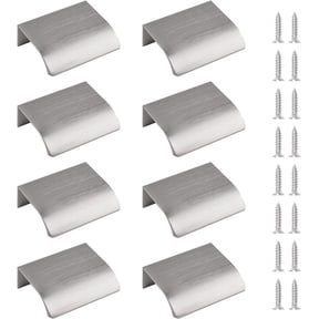 Finger Edge Pull, 8pcs Concealed Handle Modern Style Drawer Handle, Aluminum Alloy Invisible Handle Wardrobe Handle for Cabinet Hardware Drawer, 50mm/Brushed Nickel