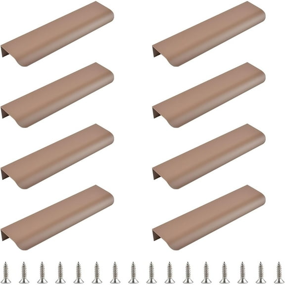 Finger Edge Pull, 8pcs Concealed Modern Style Drawer Handle, Curved Aluminum Alloy Invisible Wardrobe Handle for Cabinet Hardware, 80mm/Brown Brown 80mm