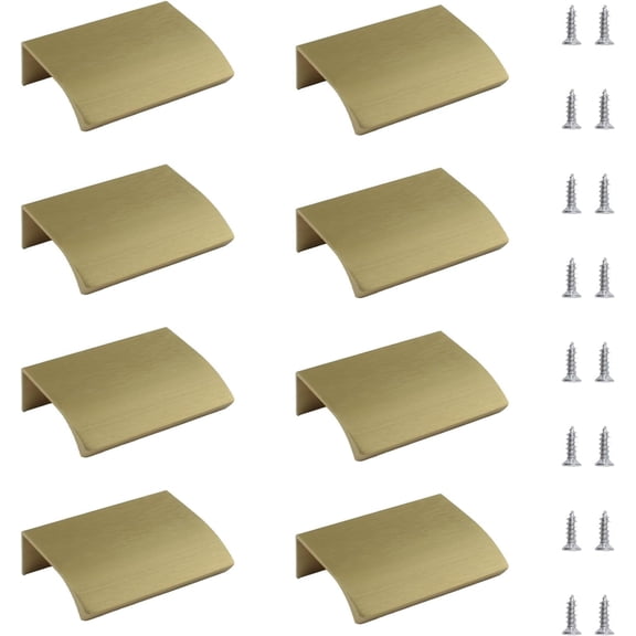 Finger Edge Pull, 8pcs Round Angle Concealed Handles Modern Style Drawer Handle Aluminum Alloy Invisible Pulls Wardrobe Handle for Cabinet Hardware Drawer, 50mm/Bronze