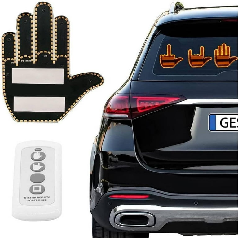 Finger Gesture Light with Remote 2023 New Finger Light LED Car Back Window Sign Hand Funny Car Truck Car Accessories Halloween Gifts Decor for Men