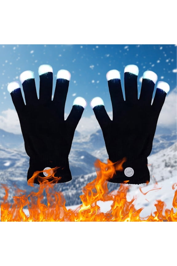 Finger Gloving Light Gloves LED Light Up Knitted Gloves with Fingertip Lights, Wearable Glow Accessories for Parties Concerts Raves Festivals Night Events, Touchscreen Compatible Illuminated Gloves