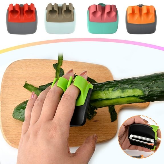 Finger Grip Vegetable Peelers for Kitchen,Clearance,Stainless Steel Two-finger planer Fruit Vegetables Peeler,Silicone Veggie Peeler for Kitchen Fruit Peeler Kitchen Peeler,Safe Cutting