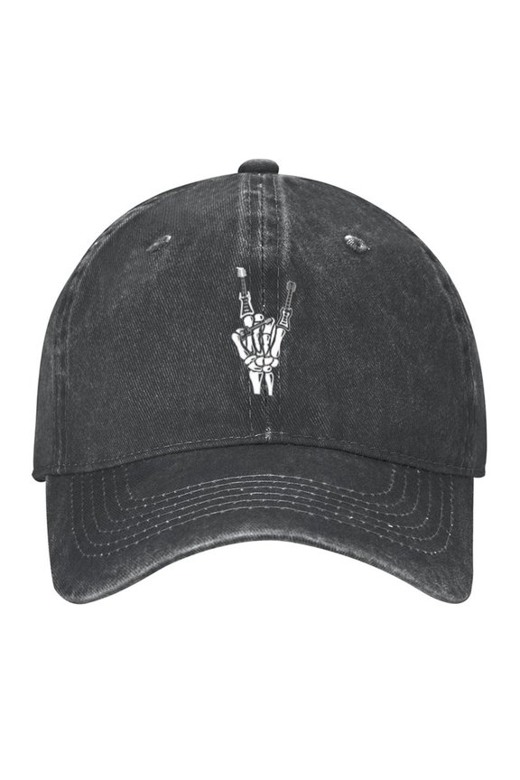 Finger Guitar Print Vintage Wash Dad Hat Adjustable Curved Brim Baseball Cap,Casual Outdoor Sports Fishing Cap for Men and Women