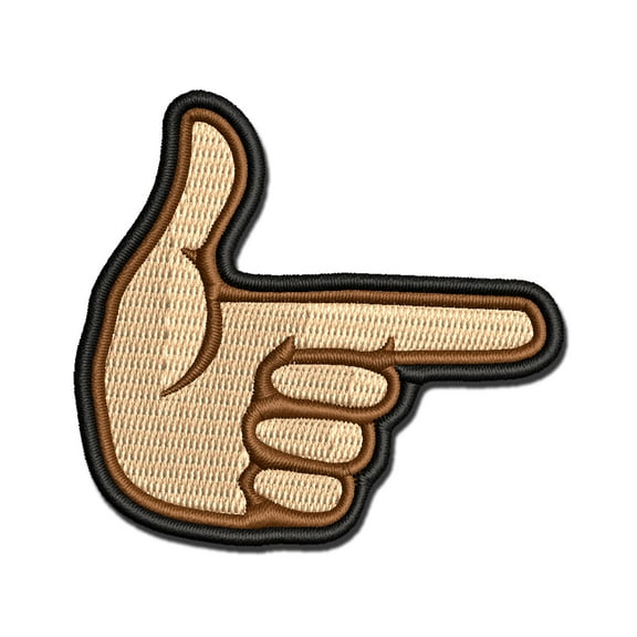 Finger Gun Hand Pointing Applique Multi-Color Embroidered Hook & Loop Patch - 3 Inch Medium