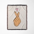 thumbnail image 1 of Finger Heart K-Pop Hand Sign, Woven Blanket, 1 of 4