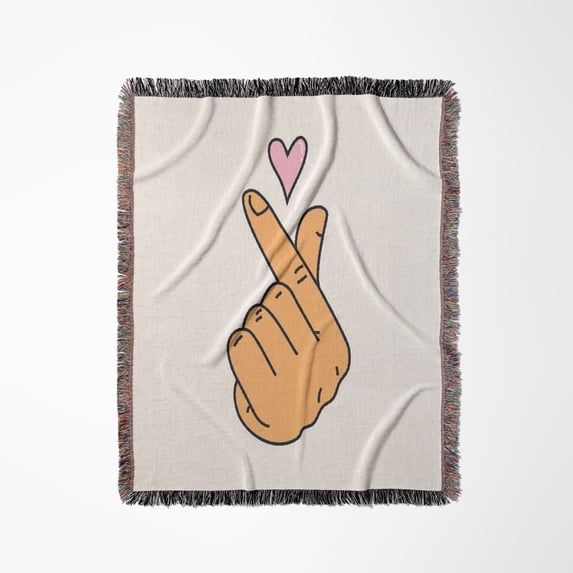 Finger Heart K-Pop Hand Sign, Woven Blanket