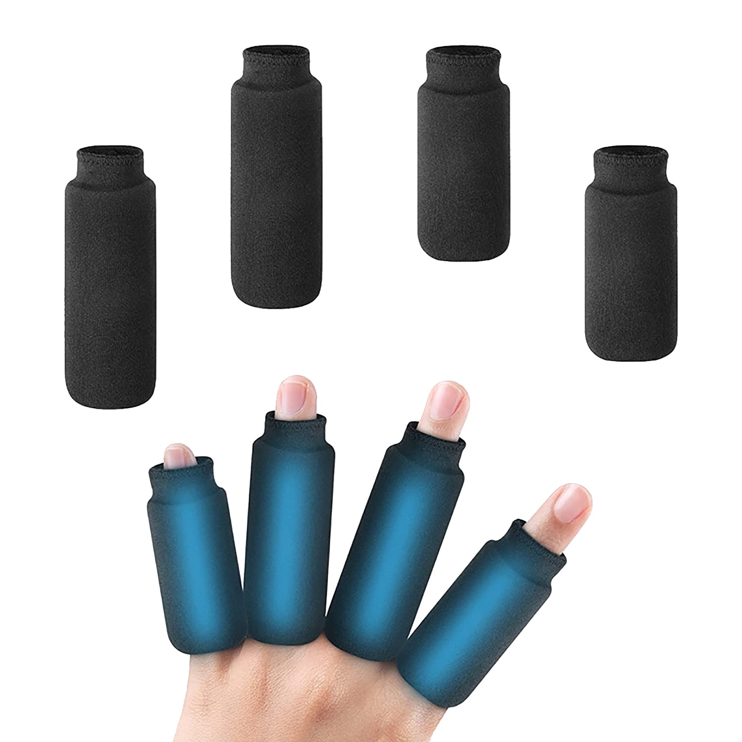 Finger Ice Sleeves 4 Ice Packs for Fingers, Soft Two Sizes Finger Ice Sleeves Thumbs & Toes Hot Cold Therapy Finger Compression Sleeve for Swelling
