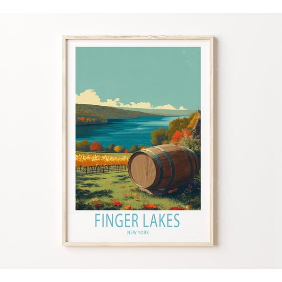 Finger Lakes New York Travel Wall Art 2, Unframed Paper Poster 8x10in