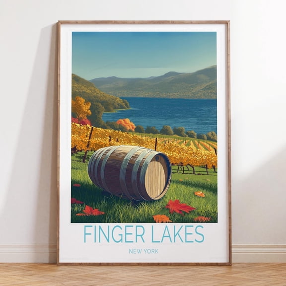 Finger Lakes New York Vineyard Landscape Print, Unframed Paper Print Size 8x12