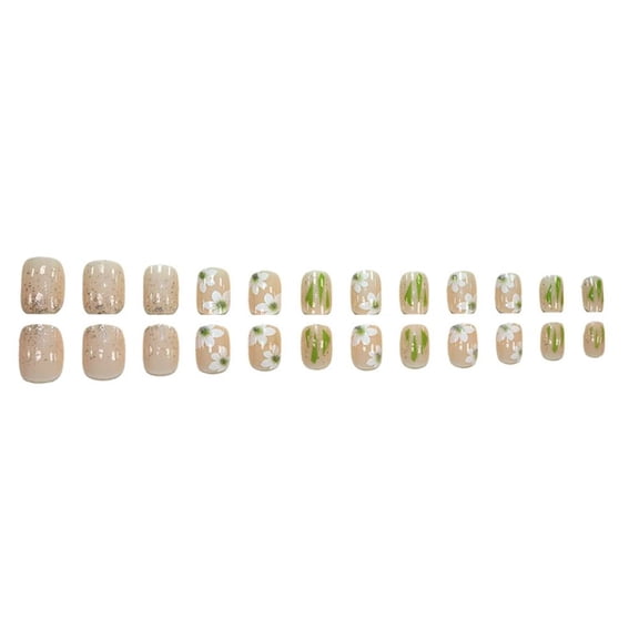 Fake Nails Set With Glue French Finger Nail Art False R3E2