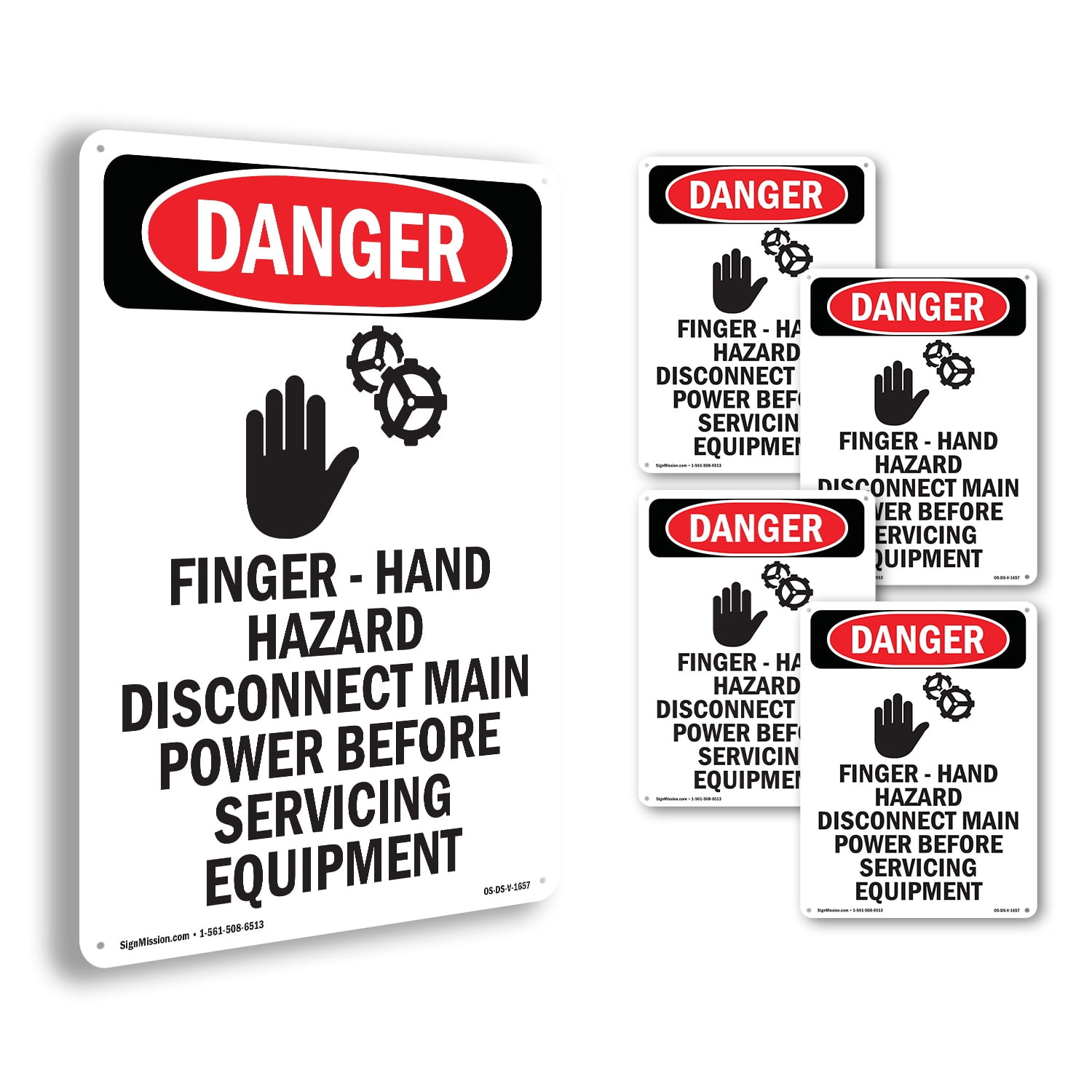 Finger OSHA Danger Aluminum Sign 24 Inch x 18 Inch - 5 Pack - Walmart.com