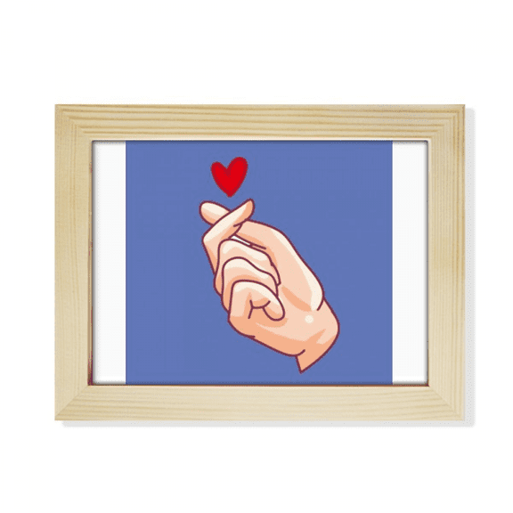 Finger Peach Heart Gesture Hand Sign Desktop Photo Frame Picture Art Decoration Painting 6x8 inch