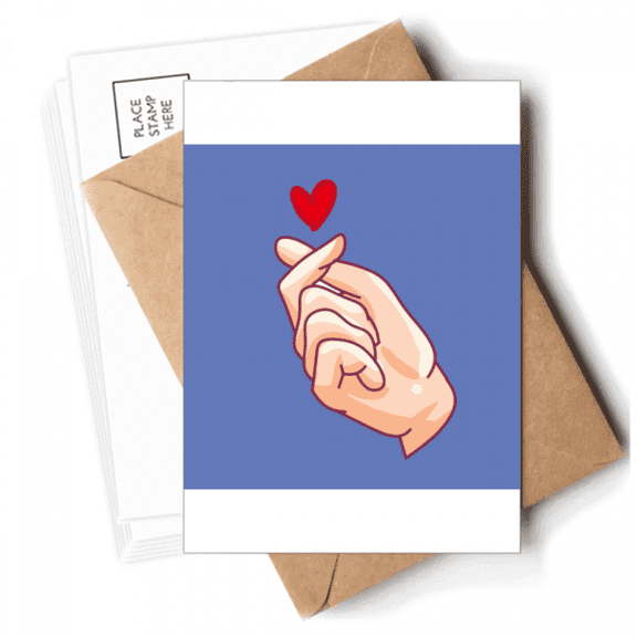 Finger Peach Heart Gesture Hand Sign Postcards Envelopes Blank Note Cards Mailing