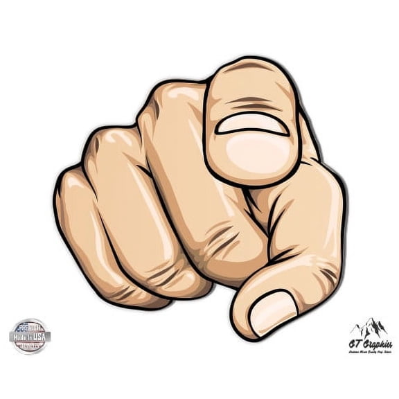 Finger Pointing - 3" Vinyl Sticker - For Car Laptop I-Pad Phone Helmet Hard Hat - Waterproof Decal