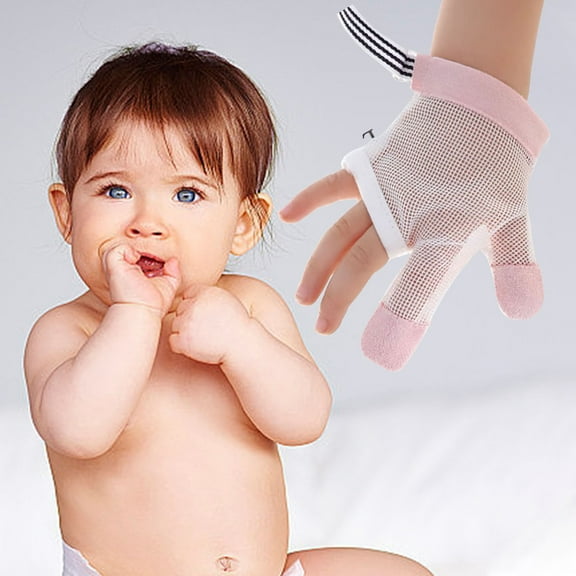 Finger Protection Gloves to Stop Thumb Sucking, Soft and Flexible Hand Guards for Night Use, Easy to Clean and Dry Habit Aid(Pink,L)