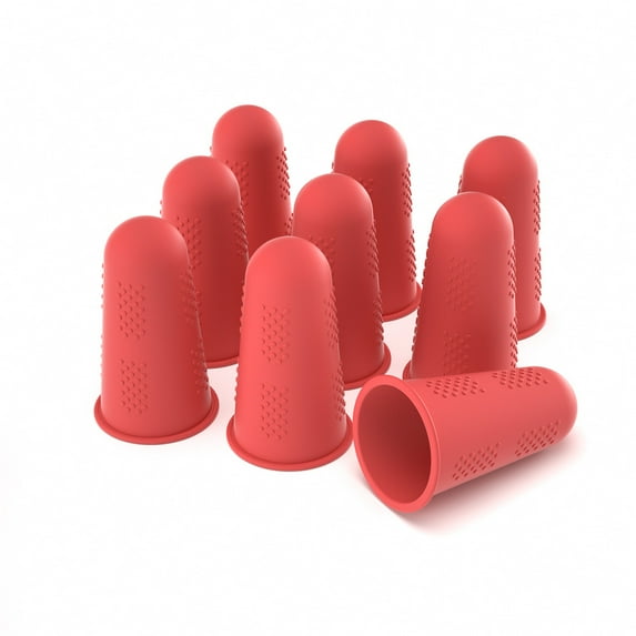 Finger Protectors,1 Pieces, Silicone Finger Protectors, 3 Sizes Rubber Fingers Thimble Protectors Guard Tips Caps Pads Cover for Hot Glue Gun | Embroidery | Sewing | Cutting| Sorting Task - Red