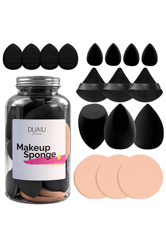 17 PCS Makeup Sponges Set Makeup Sponge with Blender Triangle Powder Puff and Mini Make up Sponges